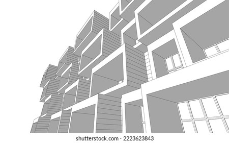 Diseño de arquitectura moderna de dibujo vectorial