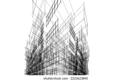 Modern architecture building vector drawing