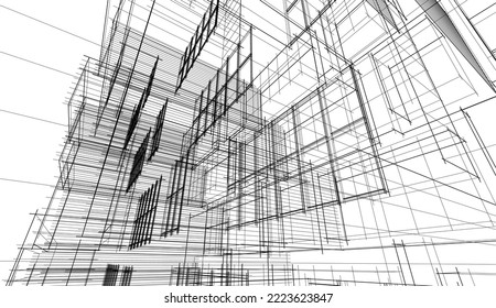 Modern architecture building vector drawing