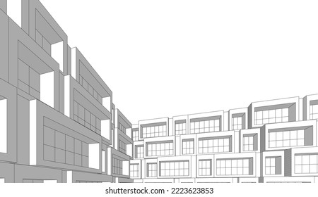 Diseño de arquitectura moderna de dibujo vectorial