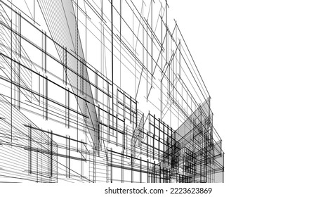 Modern architecture building vector drawing
