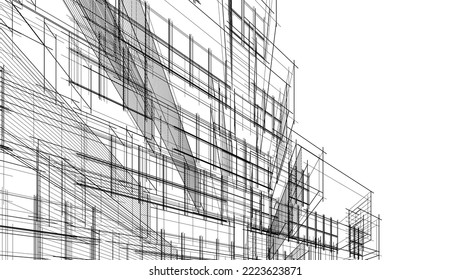 Modern architecture building vector drawing
