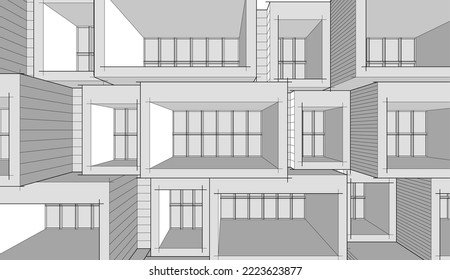 Modern architecture building vector drawing