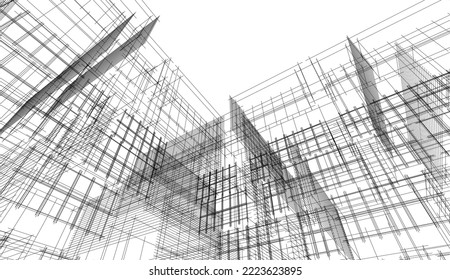 Modern architecture building vector drawing