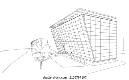 Modern architecture building vector illustration