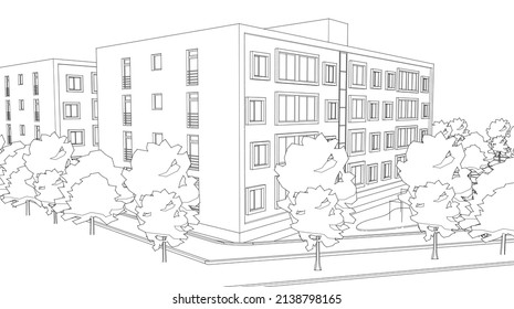 Modern architecture building vector illustration