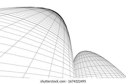 Modern architecture buildings 3d illustration