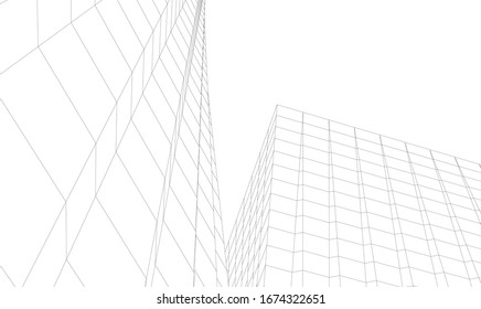 Modern architecture buildings 3d illustration