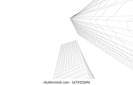 Modern architecture buildings 3d illustration