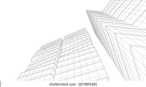Modern architecture buildings 3d illustration