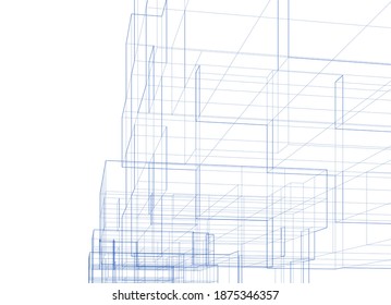 Modern architecture buildings 3d illustration