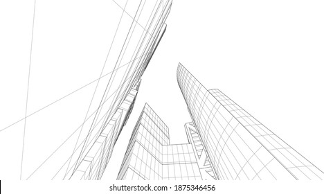 Modern architecture buildings 3d illustration