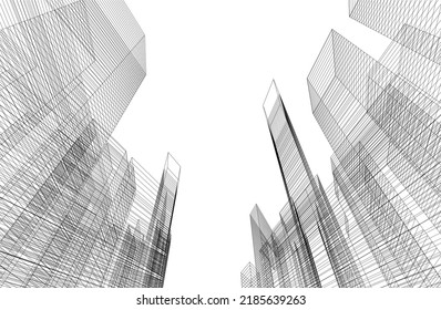 Modern architecture buildings 3d illustration