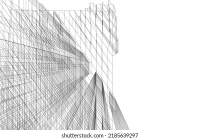 Modern architecture buildings 3d illustration
