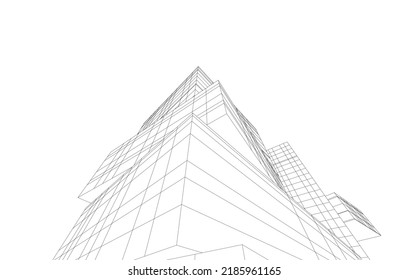 Modern architecture buildings 3d illustration