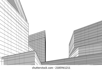 Modern architecture buildings 3d illustration