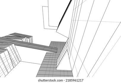 Modern architecture buildings 3d illustration