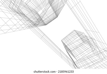 Modern architecture buildings 3d illustration