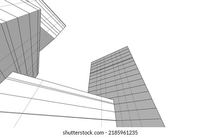 Modern architecture buildings 3d illustration