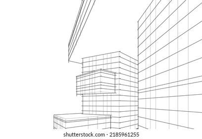 Modern architecture buildings 3d illustration