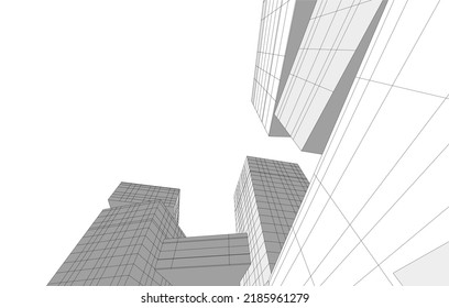 Modern architecture buildings 3d illustration