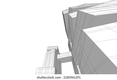 Modern architecture buildings 3d illustration