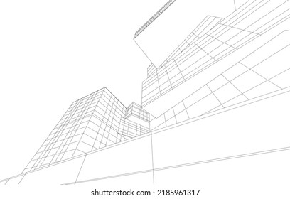 Modern architecture buildings 3d illustration