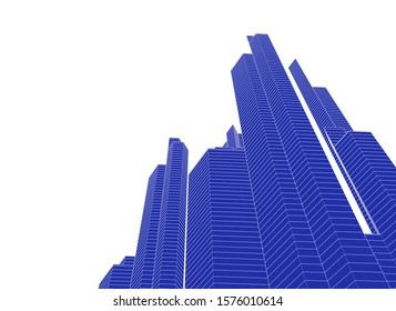 Modern architecture buildings, city concept sketch 3d illustration