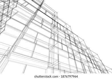 Modern architecture buildings vector 3d illustration