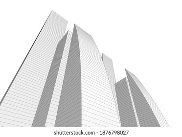 Edificios de arquitectura moderna ilustración vectorial 3d