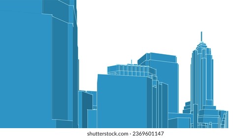 modern architecture city 3d illustration