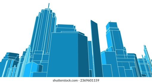 modern architecture city 3d illustration