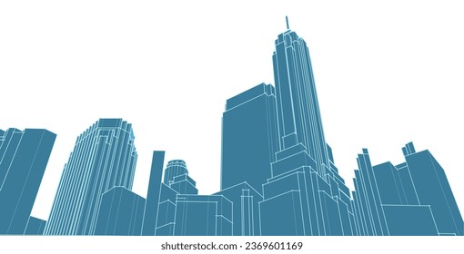 modern architecture city 3d illustration