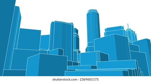 modern architecture city 3d illustration