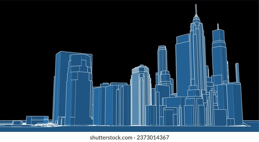 modern architecture city 3d illustration