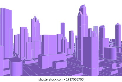 modern architecture city panorama 3d illustration