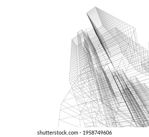 modern architecture concept 3d drawing