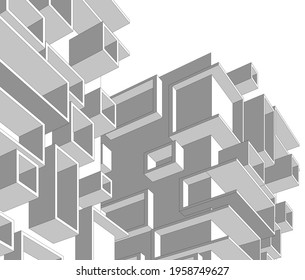 modern architecture concept 3d drawing
