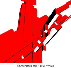 modern architecture concept 3d drawing
