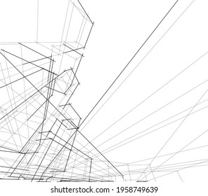 modern architecture concept 3d drawing