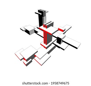modern architecture concept 3d drawing