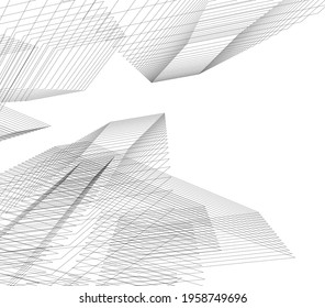 modern architecture concept 3d drawing
