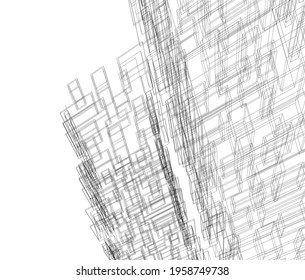 modern architecture concept 3d drawing