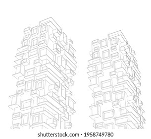 modern architecture concept 3d drawing