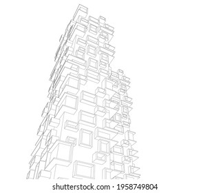 modern architecture concept 3d drawing