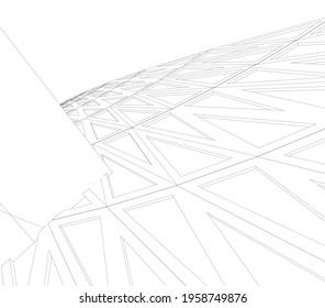 modern architecture concept 3d drawing