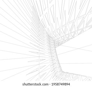 modern architecture concept 3d drawing
