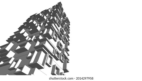 Modern architecture concept 3d drawing