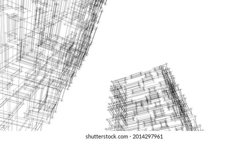 Modern architecture concept 3d drawing