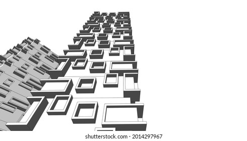 Modern architecture concept 3d drawing